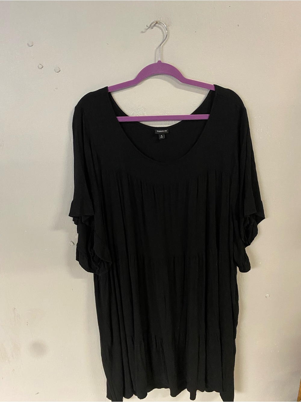 torrid Black Scoop Neck Tiered Tunic Top women’s